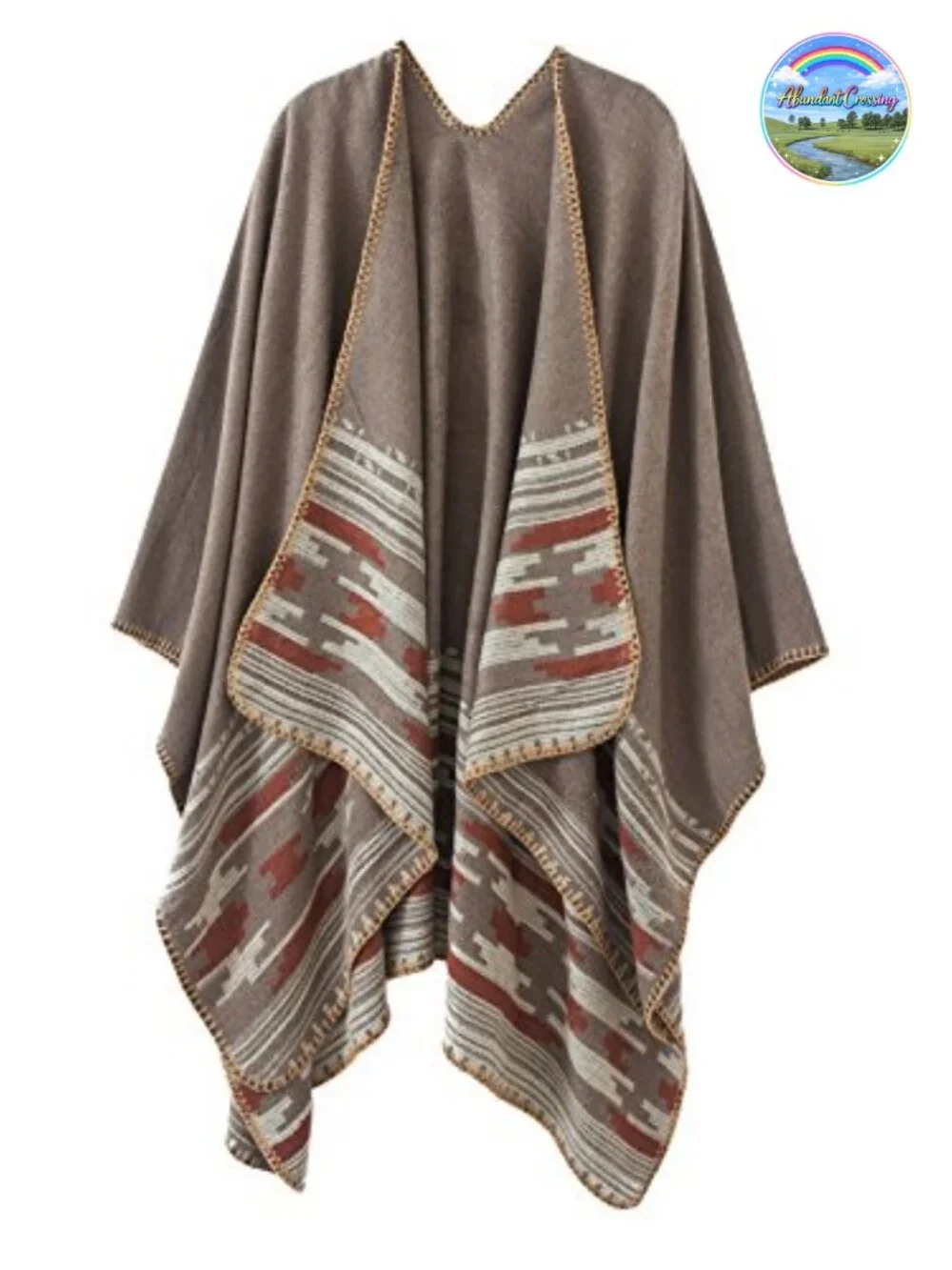 Heavyweight Polyester Sleeveless Knit Poncho Cape Wrap